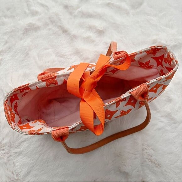 Starfish Canvas Mini Tote Bag Orange White Seaside Design Beach Preppy Purse - Picture 9 of 12